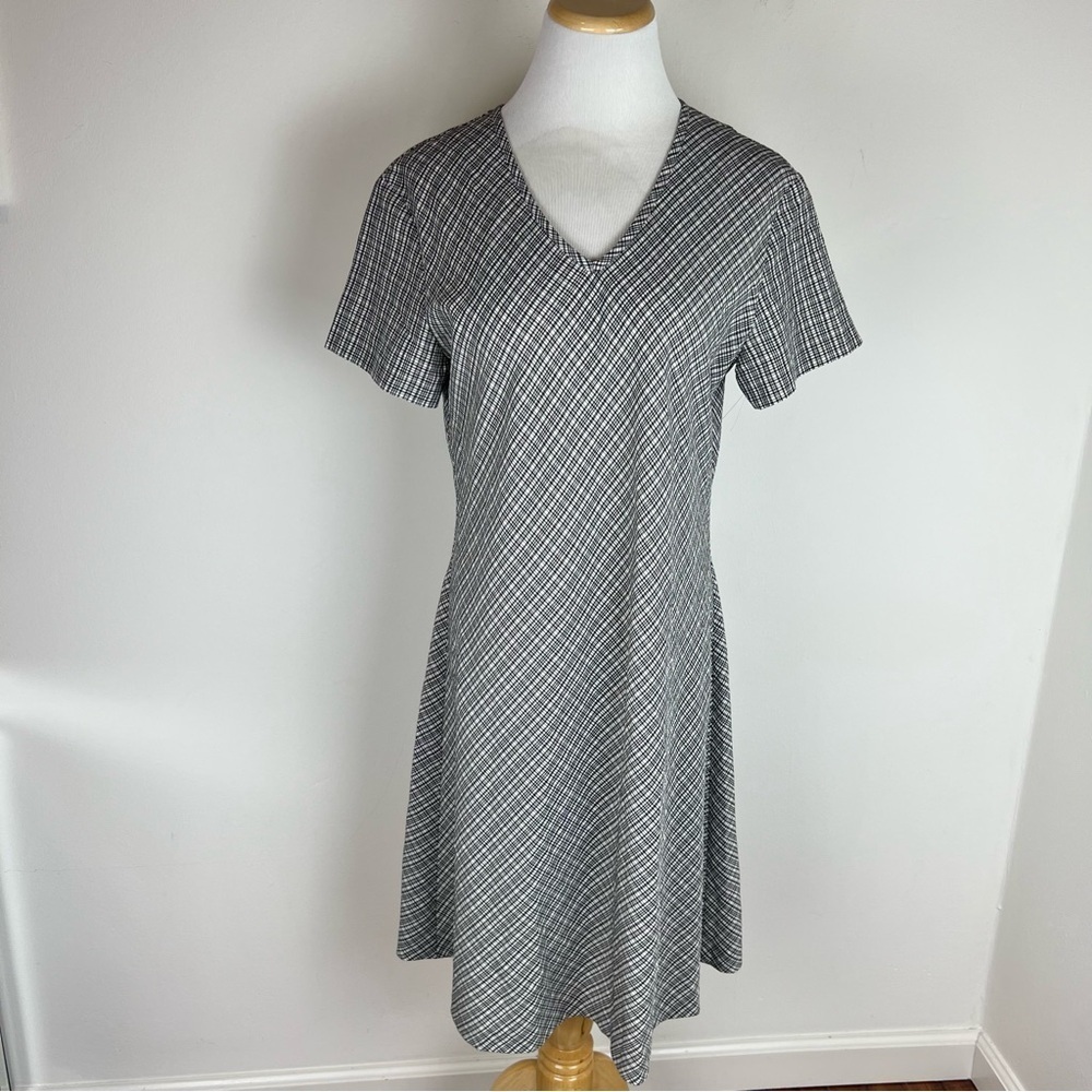 Vintage Laura Ashley Black White Plaid Mini Dress Size 10